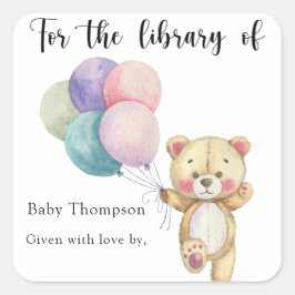 Teddybeer ballonnen - voor de bibliotheek van vierkante sticker