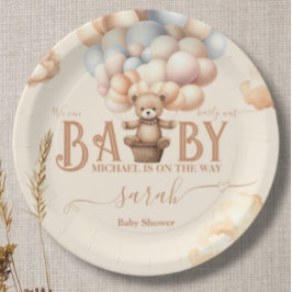 Teddybeer ballonnen wachten bijna genderneutraal papieren bordje