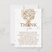 Teddybeer ballonnen wit Fawn Baby shower Bedankkaart (Voorkant)