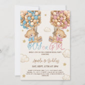 Teddybeer ballonnen wolken & sterren Geslacht onth Kaart (Voorkant)