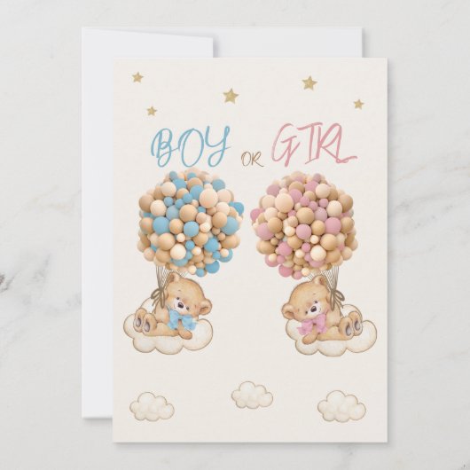 Teddybeer ballonnen wolken & sterren Geslacht onth Kaart (Achterkant)