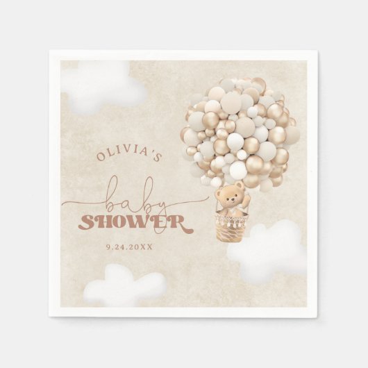 Teddybeer ballonneutraal Baby showers servetten (Voorkant)