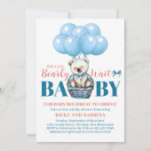 Teddybeer Barly daar blauw Baby shower Kaart (Voorkant)