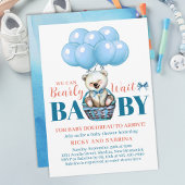 Teddybeer Barly daar blauw Baby shower Kaart
