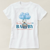 Teddybeer Barly daar blauw Baby shower T-shirt (Design voorkant)