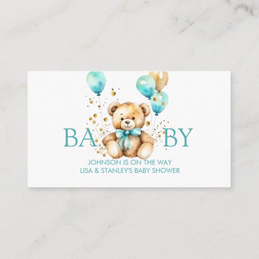Teddybeer bearly wacht baby shower luier loterij informatiekaartje (Achterkant)