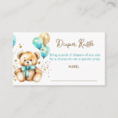 Teddybeer bearly wacht baby shower luier loterij informatiekaartje (Voorkant)