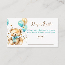 Teddybeer bearly wacht baby shower luier loterij informatiekaartje