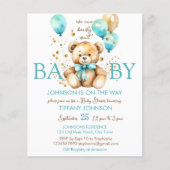 Teddybeer bearly wachten baby shower budget uitnod (Voorkant)