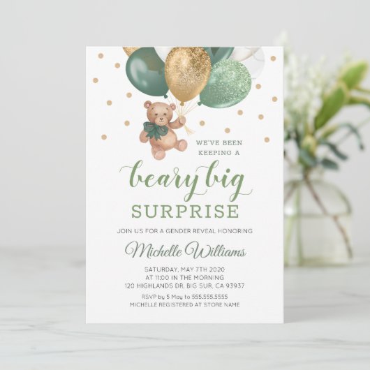Teddybeer Beary Big Surprise Geslacht Reveal Uitno Kaart (Staand voorkant)