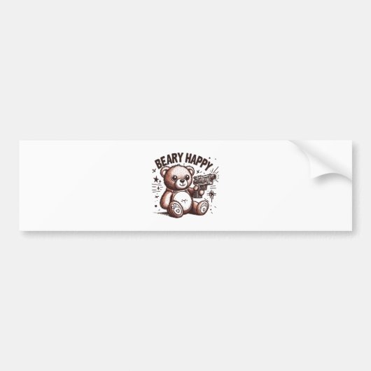 Teddybeer Beary Blij Bumpersticker (Voorkant)