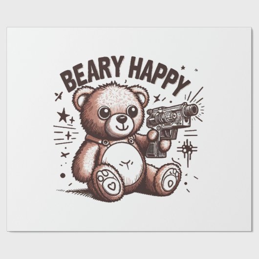 Teddybeer Beary Blij Cadeaupapier (Vlak)