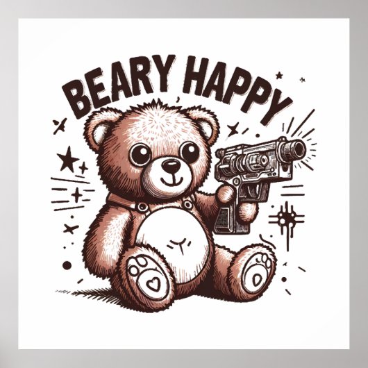 Teddybeer Beary Blij Poster (Voorkant)