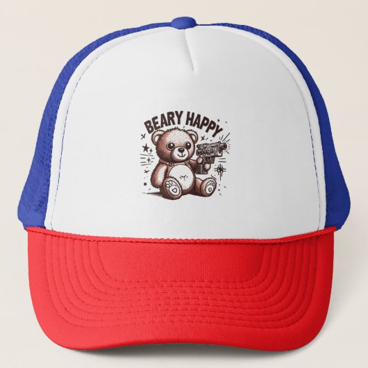 Teddybeer Beary Blij Trucker Pet (Voorkant)