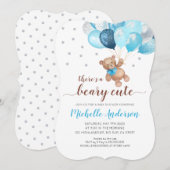 Teddybeer Beary Schattige Baby Shower Uitnodiging (Voorkant / Achterkant)
