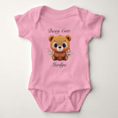 Teddybeer Beary Schattigee grillige Cartoon Graphi Romper (Voorkant)
