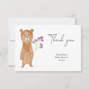 Teddybeer bedank baby shower bedankkaart