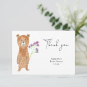 Teddybeer bedank baby shower bedankkaart (Staand voorkant)