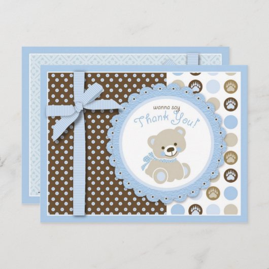 Teddybeer bedankt Briefkaart (Voorkant / Achterkant)