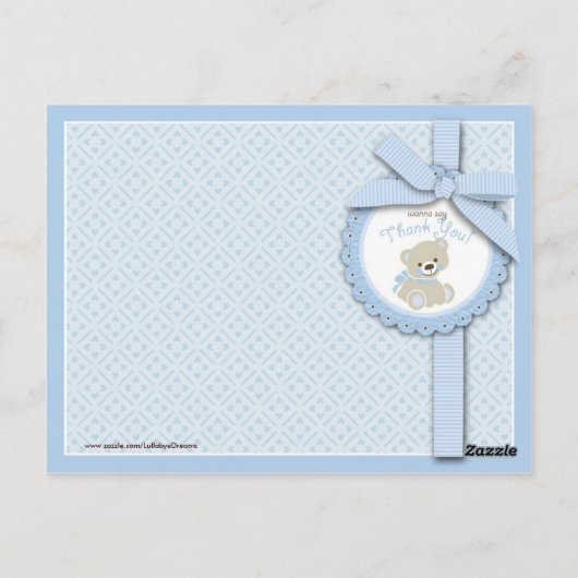 Teddybeer bedankt Briefkaart (Achterkant)