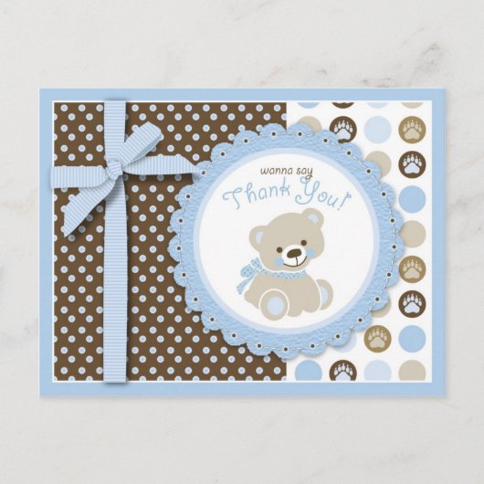 Teddybeer bedankt Briefkaart (Voorkant)