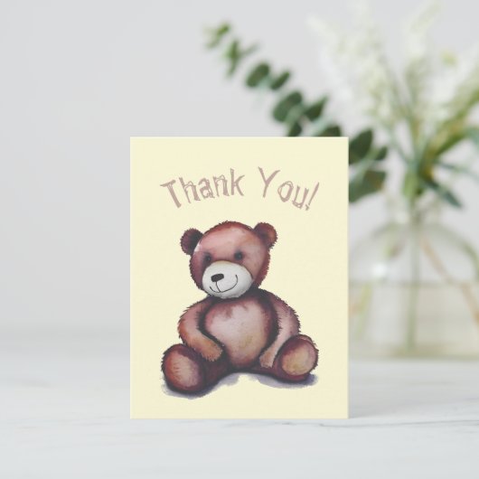 Teddybeer bedankt je kaart (Staand voorkant)