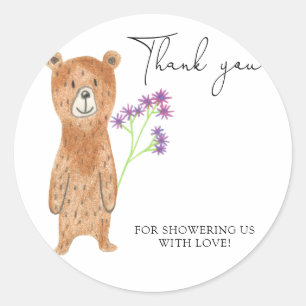 Teddybeer bedankt ronde sticker