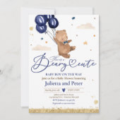 Teddybeer Beer Schattige Baby Boy Navy Baby shower Kaart (Voorkant)