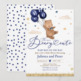 Teddybeer Beer Schattige Baby Boy Navy Baby shower Kaart