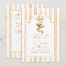 Teddybeer Beige Strepen Baby Shower All In One