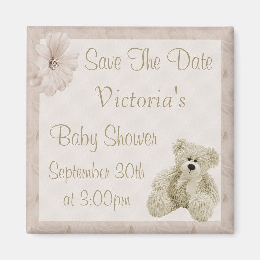 Teddybeer Bewaar het Date Neutral Baby shower Magneet (Voorkant)