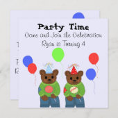 Teddybeer Birthday Party Invitation Kaart (Voorkant / Achterkant)