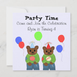 Teddybeer Birthday Party Invitation Kaart