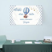 Teddybeer Blauw 1e Gelukkige Verjaardag Spandoek (Beurs)