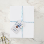 Teddybeer Blauw 1e Verjaardag Cadeaulabel (Met Touw)