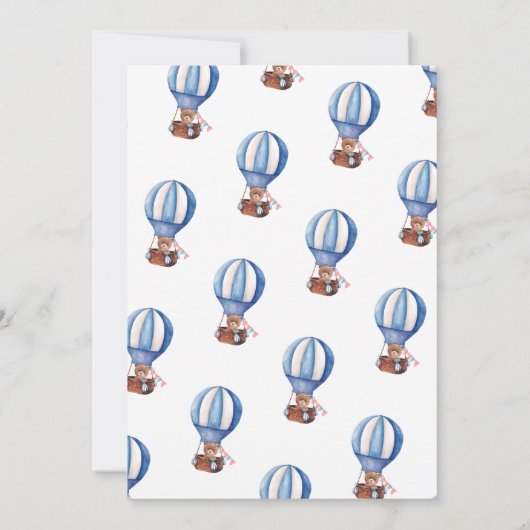 Teddybeer Blauw 1e verjaardag uitnodiging (Achterkant)