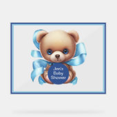 Teddybeer blauw Baby shower acryl teken Acryl Bord (Voorkant)