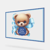 Teddybeer blauw Baby shower acryl teken Acryl Bord (Hoek)
