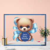 Teddybeer blauw Baby shower acryl teken Acryl Bord (Huwelijk)