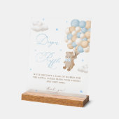Teddybeer Blauw Baby showers luier Raffle Acryl Bord (Hoek)