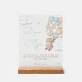Teddybeer Blauw Baby showers luier Raffle Acryl Bord (Voorkant)