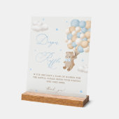 Teddybeer Blauw Baby showers luier Raffle Acryl Bord (Hoek)