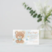 Teddybeer Blauw Baby showers luier Raffle Informatiekaartje (Staand voorkant)