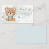 Teddybeer Blauw Baby showers luier Raffle Informatiekaartje (Voorkant / Achterkant)