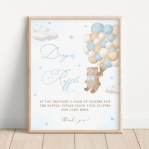 Teddybeer Blauw Baby showers luier Raffle Poster