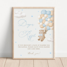 Teddybeer Blauw Baby showers luier Raffle Poster