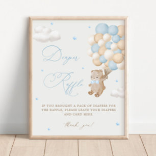Teddybeer Blauw Baby showers luier Raffle Poster
