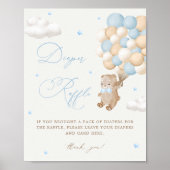 Teddybeer Blauw Baby showers luier Raffle Poster (Voorkant)