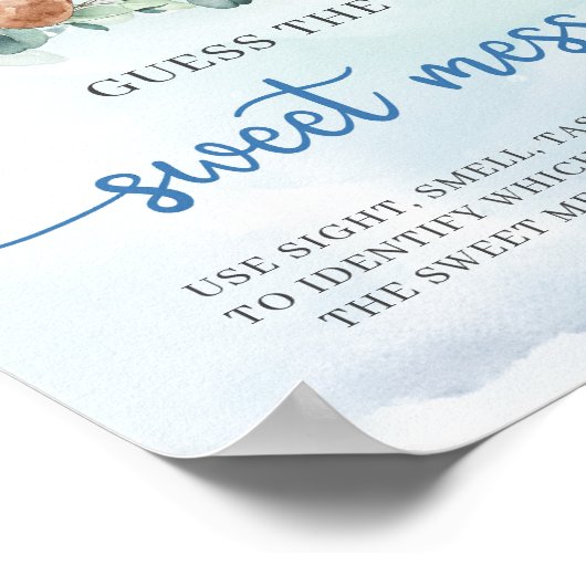 Teddybeer blauw bloemengok The Sweet Mess spel Poster (Hoek)