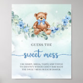 Teddybeer blauw bloemengok The Sweet Mess spel Poster (Voorkant)